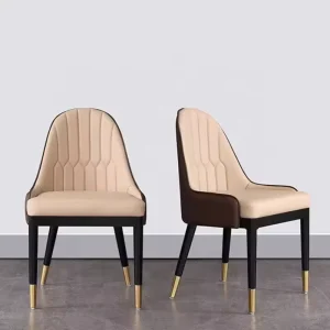 Nordic Style Brown PU Leather Dining Chairs
