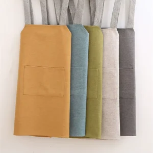 Nordic Style Cotton Bib Apron with 2 Pockets Sleeveless Kitchen Apron for Home Restaurant Use