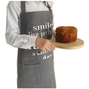 Nordic Style Plain Colored Sleeveless Apron with Letter Print Cotton Material Adult Oil Proof Anti Fouling for Home Kitchen Use
