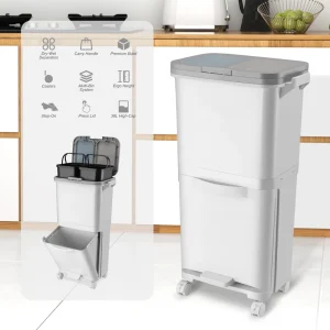 Nordic Style Removable Kitchen Waste Bin Garbage Can Double Layer Sorting Bin