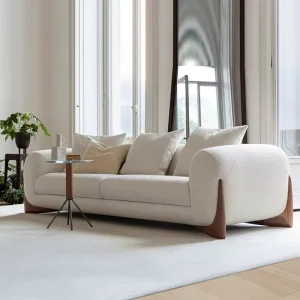 Nordic for Loveseat Luxury Wooden Leg L Shape Sectional Sofa Set Modern Sherpa Boucle Fabric Sponge Living Room Furniture