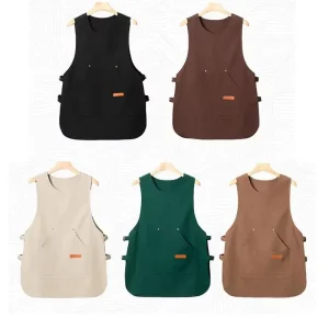 Nurse Beauty Nail Hair Salon Black Sided Vest Cooking Grooming Black Waterproof Cobbler Apron
