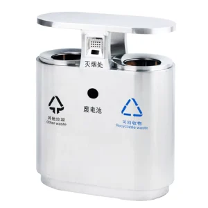 O Cleaning 60L 16Gallon Dual Compartment Classfying Environmental Garbage Can Recycling Waste Bin for Outdoor and Indoor Use
