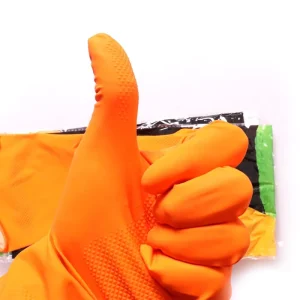 O Cleaning Thick Long Lasting Flexible Latex Rubber Glove Powder Free Reusable Household Cleaning Glove Kitchen Dishwashing Glove