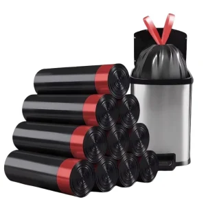 OEM Custom HDPE LDPE Plastic Sanitary Disposal Drawstring Garbage Bag on Roll 19×21 Trash Bags for Home Use