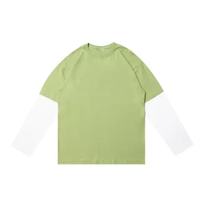 OEM Custom Oversize Logo Print 100% Double Layer Long Sleeve T-shirt for Men
