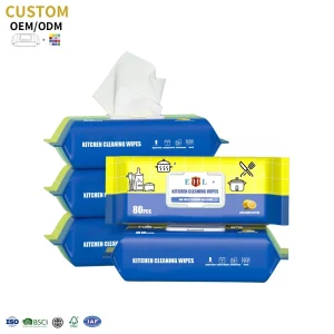 OEM Custom logo Packaging Kitchen Wet Wipes Big Size Deep Clean More Water Wet Wipes Kitchen Cleaning Manufacturer