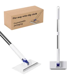 OEM Disposable Flat Mop Automatic Clamping Dry Wet Use Steel Plastic Basket Replaceable Wipes Cleaning Tool