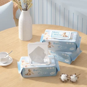OEM Factory Price Soft Care 99.9% Water Disposable Healthy and Safe Light Blue Baby Wet Wipes 80PCS