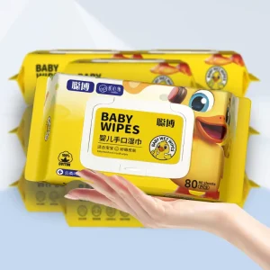 OEM Factory’s Eco-Friendly Disposable Wet Wipes for Babies Non-Woven Fabric 80pcs Packaged