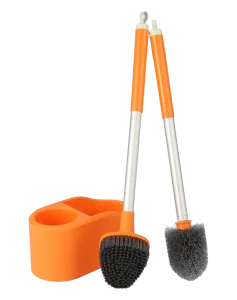 OEM Integrated Twin Toilet Brush with Weighted Holder Sanitation Cleaning Tools Manufacturer MOQ 500 Sets