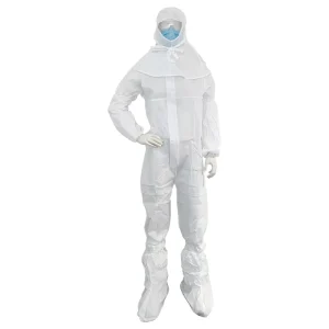 OEM LOGO Hood Integrated Facemask Over Sleeves Hood Factory Custom EO Sterile Chemical Protective Coverall Kit for Cleanroom