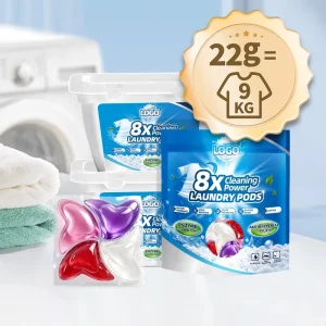 OEM ODM 22g Laundry Pods Perfume 8X Enzyme Antibacterial 99.9% No Residue 72H Scent Baby Sensitive Skin Wash