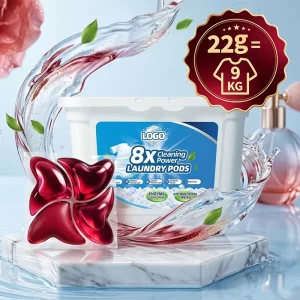 OEM ODM 4in1 22g Heavy Weight Niche Perfume Disposable Laundry Pods 8X Deep Clean Color Lock Scale Prevention Softener Hotel