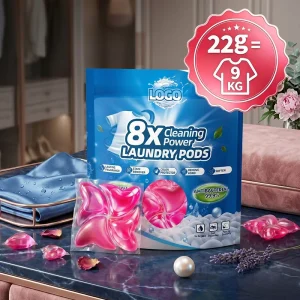OEM ODM 4in1 Eco-Friendly Disposable Large Perfume Laundry Pods 8X Stain Remover No Fluorescent Hypoallergenic