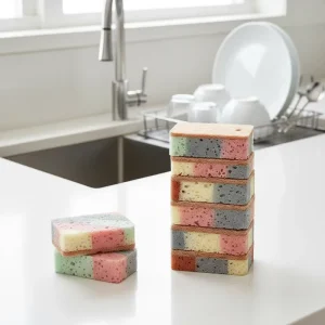 OEM ODM Custom High Density PU Kitchen Sponge Dual Sided Colorful Dish Washing Scouring Pad