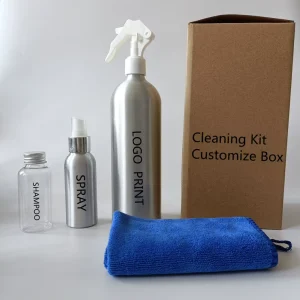 OEM ODM Customize Personal Care Bottles Silver Cleaning Packaging Plastic Bottles Set for Shoes Leather Care Hat Cleaner