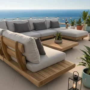 OEM ODM Garden Sofas Sets for Hotel Patio Balcony Teak Wood Sofa Sets Series