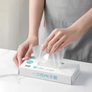 OEM ODM Medium Thickness Disposable PE Hand Gloves Safety Kitchen Resistant Transparent Food for Household
