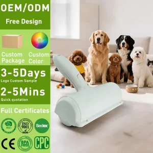 OEM ODM Removable Eco Friendly ABS Material Self Cleaning Reusable Pet Roller Brush Dog Brush Pet Cat Hair Remover Lint Roller Brush