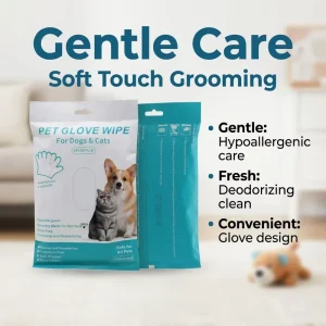 OEM ODM Unscented Hypoallergenic Dog Cat Bath Gloves of Thick Non-woven Fabric Safe if Pets Lick Skin