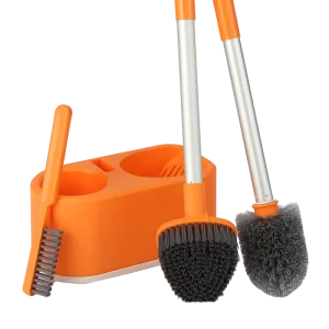 OEM PP Material WC Cleaning Brush Kit Triple Head Scrubber Long Handle Toilet Brush Set Manufacturer MOQ 500 Sets
