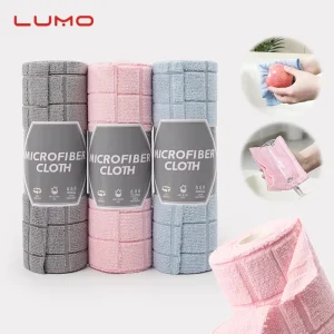 OEM Private Label Microfiber Towel Rolls Bulk 30x30cm Reusable Tear Away Cleaning Cloth Roll for Kitchen Cafe Hotel
