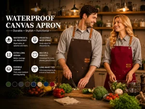 OEM Waterproof Canvas Apron Custom Logo Barista Apron for Cafe Restaurant Workshop Uniform