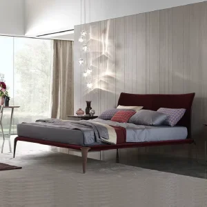 OKF Light Luxury Italian Minimalist Fabric Upholstered Solid Wood Frame High Headboard Double Bed King Queen Size for Bedroom