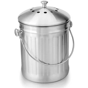 Odorless Composting Bin with Carbon Filters Stainless Steel Kitchen for Food Scraps and Waste Recycling