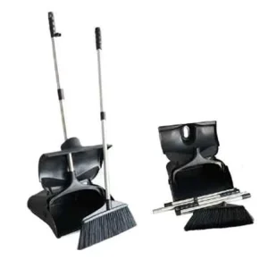 Office Area Courtyard Metal Handle Large Capacity Standing Lobby Dustpan with Broom