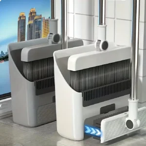 Office Home Kitchen Lobby Sweep Floor Plastic Broom Stick and Dustpan Magnetic 3 in 1 with Long Handle Brush for Floor Cleaning