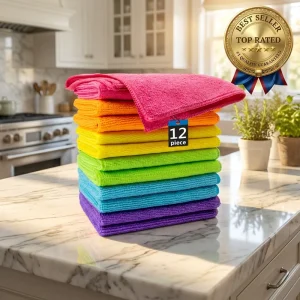 Oil Resistant Kitchen Cleaning Set High Density Microfiber Dishwashing Cloths Heavy Duty Grease Removal Scrubber Kit