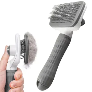 One Click Self Cleaning Pet Slicker Brush Stainless Steel Dog Cat Grooming Dematting Comb