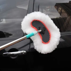Orange Car Wash Brush Long Telescopic Stainless Steel Handle Microfiber Mop Non Scratch Home Car Washing Tool