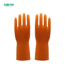 Orange Eco High Quality Low Price Flocking Reusable Latex Cleaning Kitchen Rubber Hand Gloves