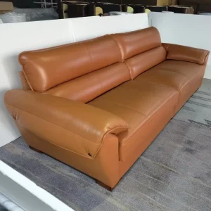 Orange Genuine Leather Corner Sofa Set Modern European Style Living Room Sofa for Apartment Hotel & Mall Use