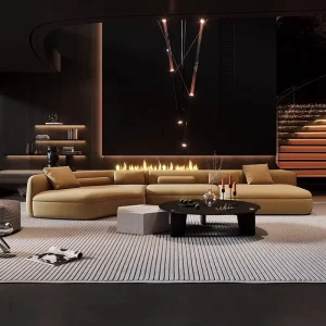 Organic Curved Sofa Performance Fabric Living Room Foshan Source Factory