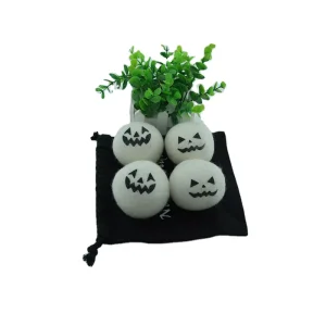 Organic Wool Dryer Balls Zero Waste Cotton Wool Discs for Laundry Care Animal Face Balls