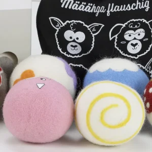 Organic Wool Dryer Felt Balls 100% Natural XL 6 Pack Laundry Balls & Discs