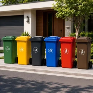 Outdoor 120L Environments Under extreme Weather Conditions HDPE Wheeled Garbage Bin Large Capacity Waste Recycling Trash Can