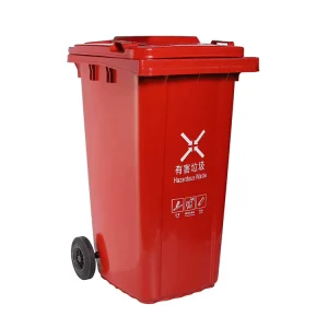 Outdoor 240 Liter Street Rubbish Bins Red Wheelie Recycling Industrial Garbage Plastic Garbage Box