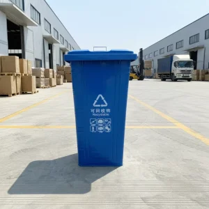 Outdoor 240L HDPE Large Garbage Bin with Foot Pedal Wheels and Lid for Waste Management