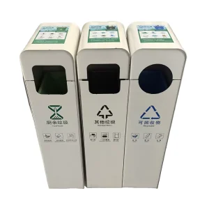 Outdoor 3 Bins Galvanized Sheet Stainless Steel Professional Manufacture Custom Three Separate Waste Bins