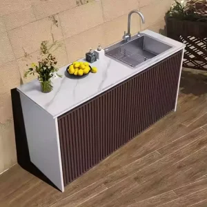 Outdoor All aluminum Alloy Rock Plate Washbasin And Sink Integrated Cabinet Outdoor Waterproof Courtyard Storage Cabinet