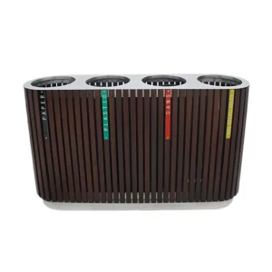 Outdoor Big Size 4 Compartment Wood Trash Garbage Can Classified Rubbish Litter Bin Public Commercial Recycle Waste Bin