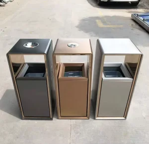 Outdoor Big Trash Can Stainless Steel Metal Trash Bin Indoor Waste Bin for Office Building Hotel Trash Bin Indoor Recycling Can