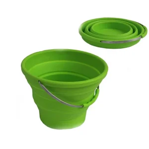 Outdoor Camping Round Sustainable 10L Silicone Water High Level Folding Bucket with Handle for Cleaning Washing