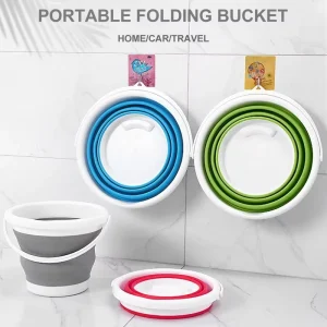 Outdoor Camping Travel 10L 5L 3L Silicone Collapsable Portable Fold Car Bucket Thick Folding Silicone Cover Wash Fishing Bucket