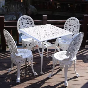 Outdoor Cast Aluminum Table and Chair Set UV-Resistant Waterproof for Garden Courtyard